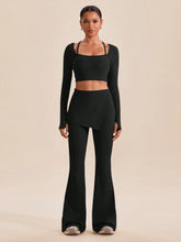 CORSET LONG SLEEVE FITTED CROPPED TOP AND BOTTOM