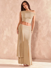 ASYMMETRICAL TOP AND SKIRT SET