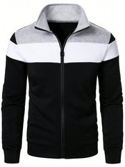 MEN COLOR BLOCK ZIP UP SWEATSHIRT