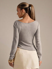 BOAT NECK RAGLAN SLEEVE RUCHED ASYMMETRICAL HEM TOP