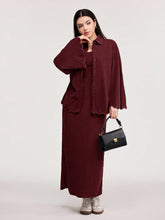 LONG SLEEVE SINGLE BREASTED JACKET AND LOOSE SLIP DRESS SET