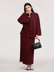 LONG SLEEVE SINGLE BREASTED JACKET AND LOOSE SLIP DRESS SET