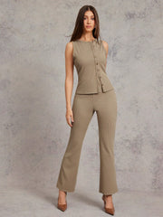 ASYMMETRICAL KNIT RIB SUMMER TOP AND BOTTOM