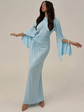 RUFFLED SHOULDERS WRAP-AROUND A-LINE SILHOUETTE DRESS