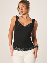SWEETHEART NECKLINE LACE TRIM TANK TOP