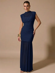 WRAP SHAWL ELEGANT SHEER RUCHED DRESS