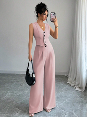 SLEEVELESS BLAZER VEST AND SUIT PANTS SET