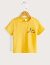 YOUNG BOY FASHIONABLE DINOSAUR PRINTED ROUND NECK T-SHIRT