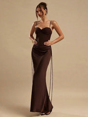 ELEGANT SOLID COLOR SLEEVELESS SLIM FIT DRESS