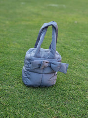 Puffer Bag Bow Tote Bag-Grey