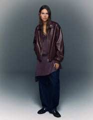 LEATHER EFFECT BOMBER JACKET