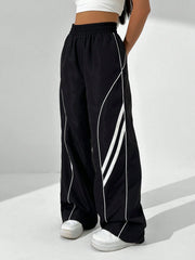 CASUAL COLORBLOCK STRIPE WIDE LEG PANTS