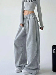 SOLID COLOR CASUAL BAGGY PANTS