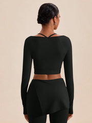 CORSET LONG SLEEVE FITTED CROPPED TOP AND BOTTOM
