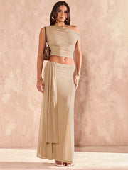 ASYMMETRICAL TOP AND SKIRT SET