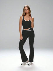 SPORTS BRA WITH CRISS-CROSS FRONT FLARE LEGGING