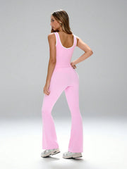 SPORTS BRA WITH CRISS-CROSS FRONT FLARE LEGGING
