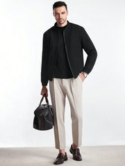 MEN'S CASUAL FASHION STREET MINIMALIST SOLID COLOR FLEECE JACKET