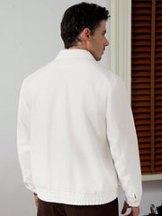 MEN'S SOLID COLOR LONG SLEEVE CASUAL JACKET