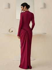 RUCHED FITTED LONG SLEEVE DRESS
