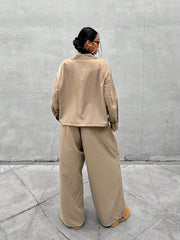 WOMEN CASUAL UTILITY ZIP-UP JACKET & PANTS SET