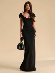 SWEETHEART NECKLINE RUCHED DETAILS & MERMAID HEM MAXI DRESS