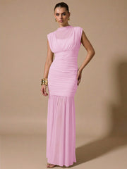 WRAP SHAWL ELEGANT SHEER RUCHED DRESS