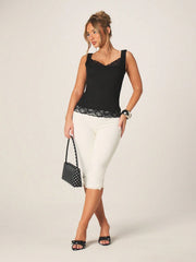 SWEETHEART NECKLINE LACE TRIM TANK TOP