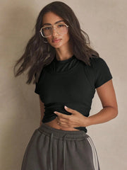 DOUBLE LAYER CROPPED FITTED VEST T-SHIRT