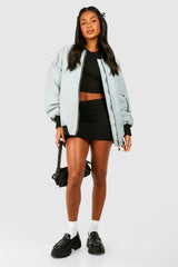 OVERSIZED CONTRAST RIB BOMBER JACKET