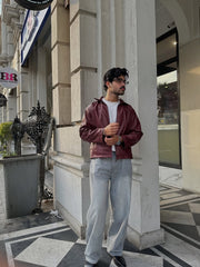 UNISEX WINE LEATHER JACKET