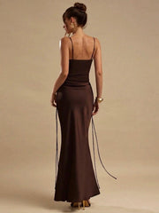 ELEGANT SOLID COLOR SLEEVELESS SLIM FIT DRESS