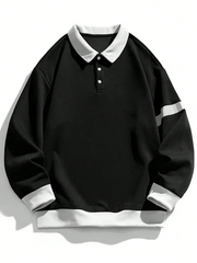 MEN'S CONTRAST COLORBLOCK COLLAR LONG SLEEVE HALF-ZIP SWEATSHIRT