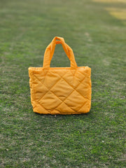 Quilted Tote Bag-Musturd